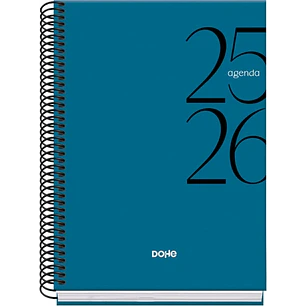 Dohe System Agenda Escolar 25/26 Espiral A5 - Semana Vista - Papel 70g/m2 - Cubierta de Carton Plastificado - Color Azul