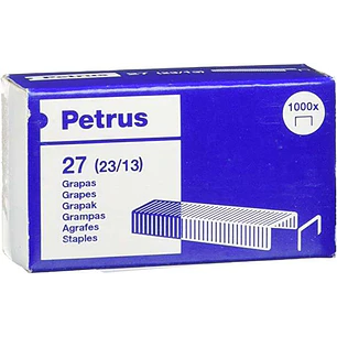 Petrus Caja de 1000 Grapas 23/13 Cobreadas - Hasta 100 Hojas - Patilla de 13mm