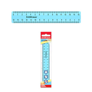 Erichkrause Pastel Regla 15cm - Perfecta para Uso Escolar o de Oficina - Color Azul Pastel