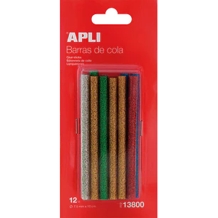Apli Recambio de Barras de Adhesivo Termofusible - Ø7.5mmx10cm - Colores Surtidos con Purpurina - Precision y Limpeza - Compatible con Pistolas de Ø7.