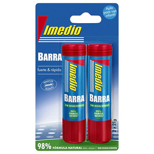 Imedio Pack de 2 Barras de Pegamento de 21grs - Sin Disolventes - Lavable - Apto para Uso Escolar
