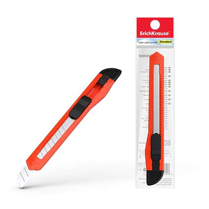 Erichkrause EasyCut Cuter con Fijador Push-Lock Standard 9mm - Sistema de Sujecion de Cuchilla con Seguro de Empuje - Cuchilla Segmentada de Acero - C