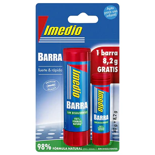 Imedio Pack de 2 Barras de Pegamento de 1x 40grs + 1x 8.2grs - Sin Disolventes - Lavable - Apto para Uso Escolar