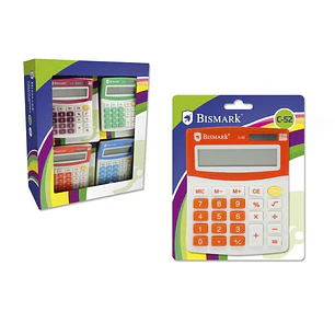 Bismark C-52 Calculadora Escolar de 8 Digitos - Funciones Basicas y Memoria - Alimentacion Solar y a Pilas - Colores Surtidos Aleatorios