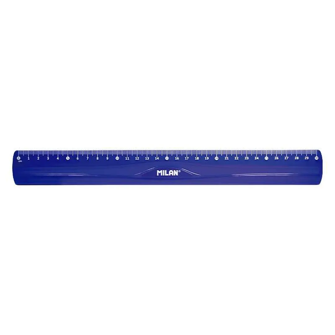 Milan Regla Flexible y Resistente - Longitud 30cm - Color Azul Translucido 1