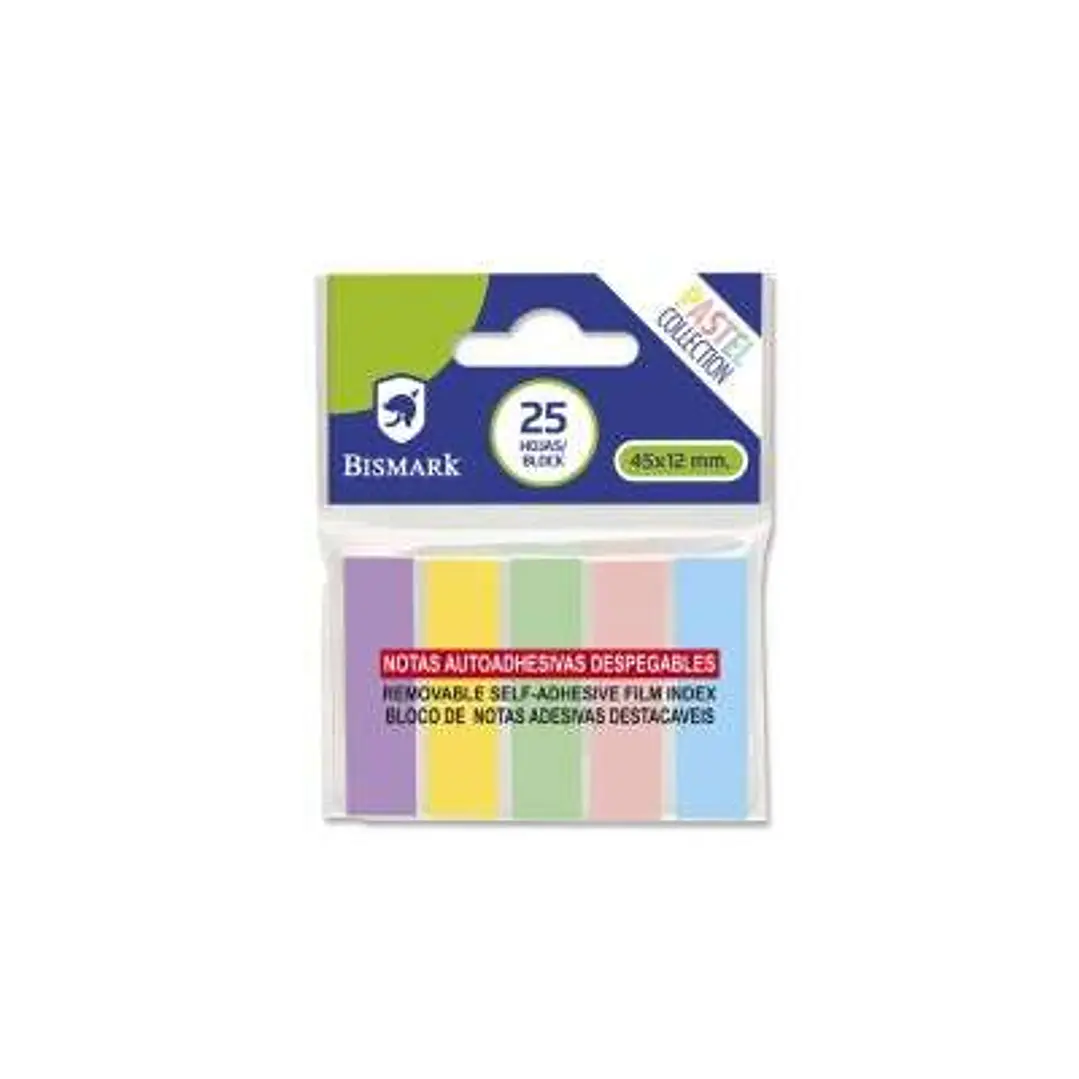 Bismark Pack de 125 Indices Adhesivos 45mm x 12mm - Colores Pastel Surtidos 1