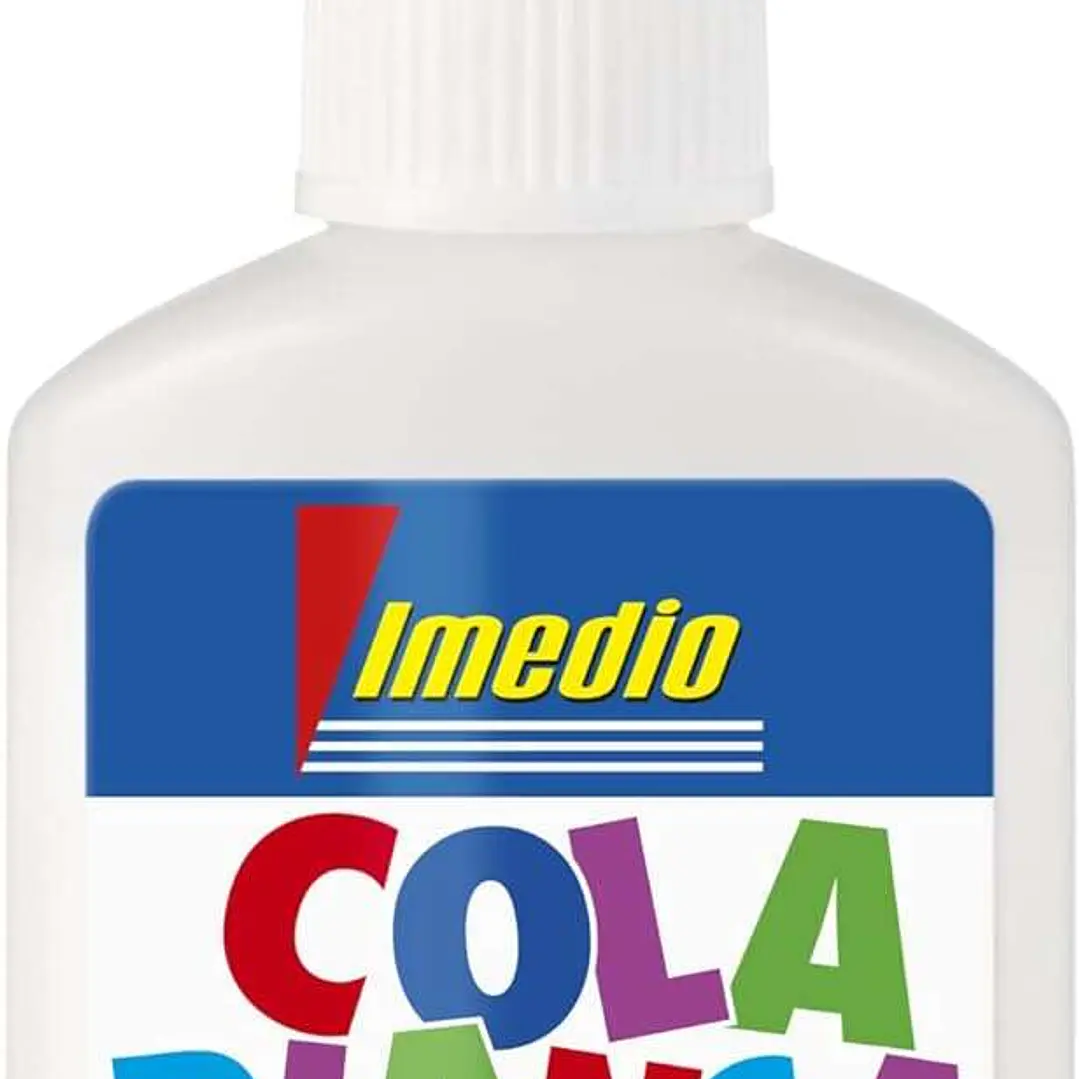 Imedio Cola Blanca Escolar 40gr - Sin Disolventes - Bote Blando Ideal para Niños - Con Espatula Incorporada 1