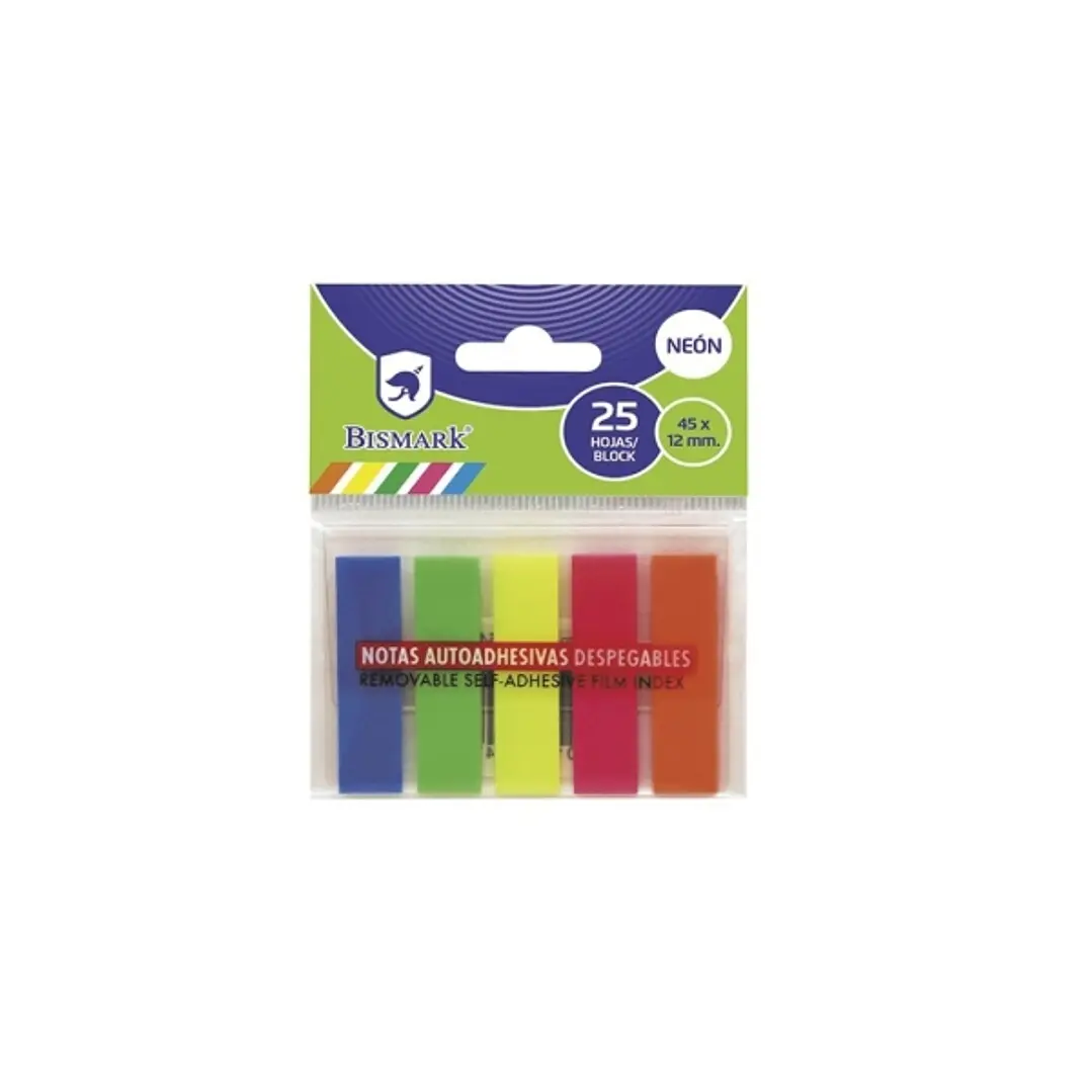 Bismark Pack de 125 Indices Adhesivos 45mm x 12mm - Colores Neon Surtidos 1