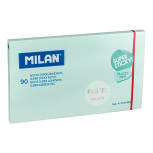 Milan Pack de 90 Notas Super Adhesivas - 76x127mm - Color Azul Pastel