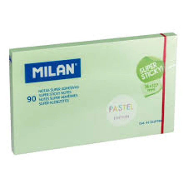 Milan Bloc de 90 Notas Super Adhesivas - Removibles - Mayor Permanencia - 76mm x 127mm - Color Verde Pastel 1
