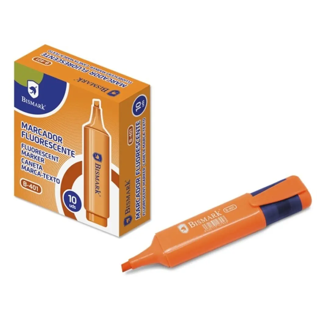 Bismark Marcador Fluorescente - Punta Biselada 1 - 5mm Aprox - Tinta Base de Agua - Color Naranja 1