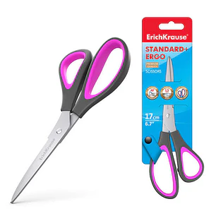 Erichkrause Tijeras Standard+ Ergo - Cuchillas de Acero Inoxidable - Afilado Doble Avanzado - Resistente a La Corrosion - Mangos Ergonomicos - Color V
