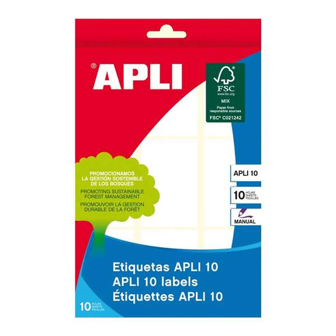 Apli Pack de 90 Etiquetas Rectangulares 34x53mm - 10 Hojas por 9 Etiquetas - Adhesivo Permanente - Ideal para Escribir sobre Ellas - Color Blanco 1