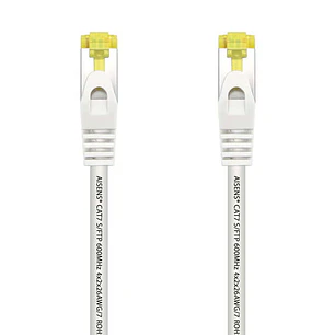 Aisens Cable de Red Latiguillo RJ45 LSZH Cat.7 600 MHz S/FTP PIMF AWG26 - 0.5M - Color Blanco