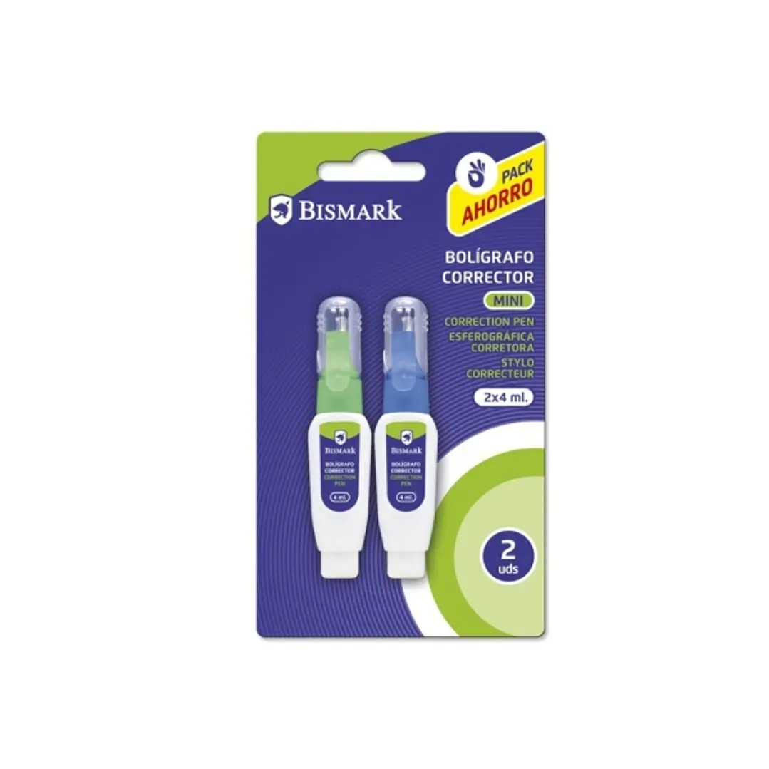 Bismark Pack de 2 Mini Boligrafos Correctores 4ml - Punta Metalica - Alta Precision 1