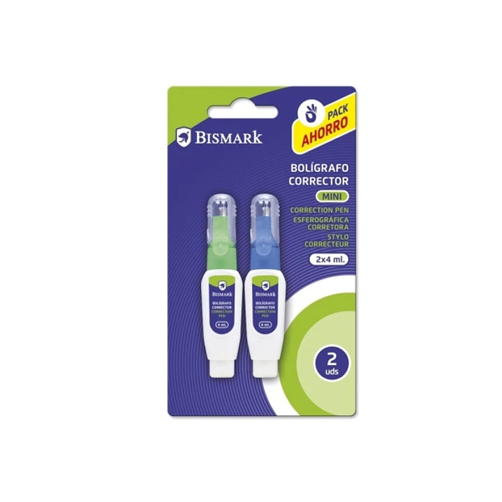 Bismark Pack de 2 Mini Boligrafos Correctores 4ml - Punta Metalica - Alta Precision 1