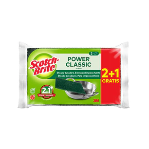 Scotch-Brite Classic Pack de 3 Estropajos de Cocina - Promocion 2 + 1 Gratis - Color Verde Oscuro