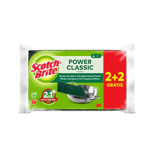 Scotch-Brite Classic Pack de 4 Estropajos de Cocina - Promocion 2 + 2 Gratis - Color Verde Oscuro