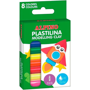 Alpino Pack con 8 Barras de Plastilina 12gr - Muy Flexible - Pueden Mezclarse - Sin Gluten - Colores Surtidos