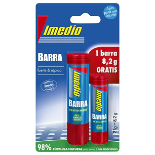 Imedio Pack de 2 Barras de Pegamento 1x 21grs + 1x 8.2grs - Sin Disolventes - Lavable - Apto para Uso Escolar