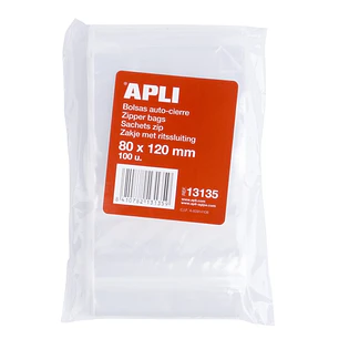 Apli Pack de 100 Bolsas Autocierre 80x120mm - Cierre Seguro - Aptas para Alimentos