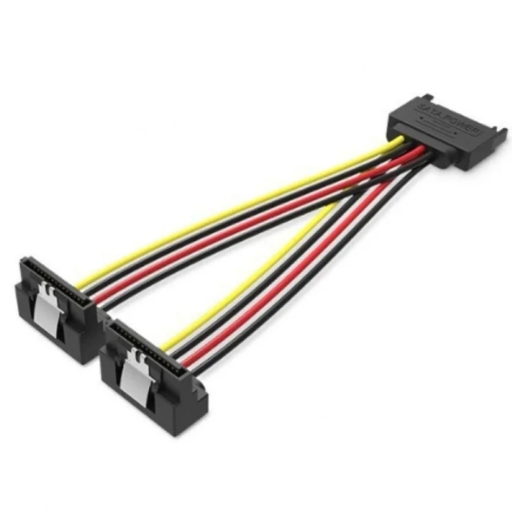 Vention Cable Alimentacion SATA - Longitud 0.15m - 15P Macho - 2x15P Hembra Acodado - 18 AWG - Color Negro 1