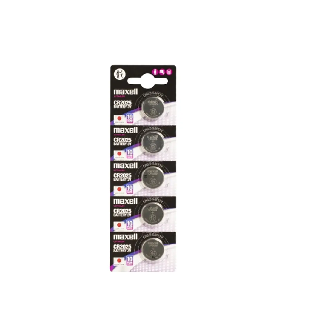 Maxell Pack de 5 Pilas Litio de Boton CR2025 3V 1