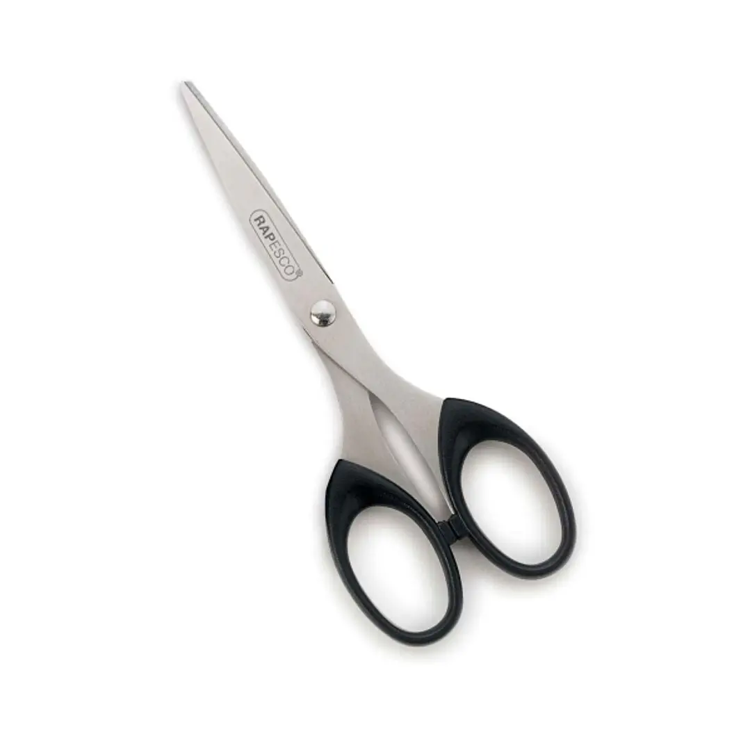 Rapesco Essential Tijeras de Acero Inoxidable 16cm - Mangos Ergonomicos - Aptas para Diestros y Zurdos - Color Negro 1