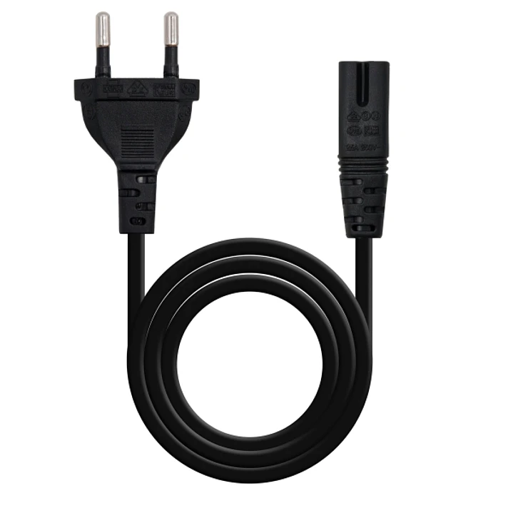 Nanocable Cable de Alimentacion Forma 8 CEE7/16 Macho a C7 Hembra 2m - Color Negro 1