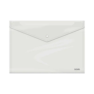 Dohe Sobre con Cierre de Broche - Tamaño Folio Plus Apaisado - Polipropileno Cristal Transparente 150 Micras - Color Transparente