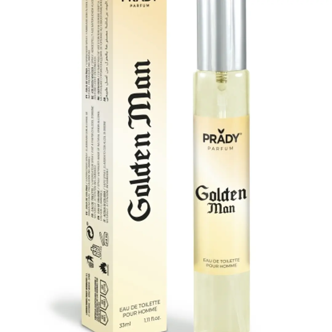 Prady Colonia de Hombre Golden Man - Frasco de 33 ml - Spray Pulverizador 1