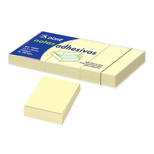 Dohe Pack de 3 Blocs de 100 Notas Reposicionables - Tamaño 37,5x50mm - Papel de 75gr - Ideal para Oficina y Escuela - Color Amarillo Claro