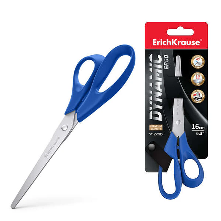Erichkrause Dynamic Tijeras con Cuchillas de Acero Inoxidable 16cm - Afilado Doble Avanzado - Resistente a la Corrosion - Mangos Ergonomicos - Colores 1