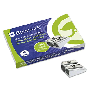 Bismark Afilalapiz Metalico Doble para Lapices Normales o Gruesos - Color Acero