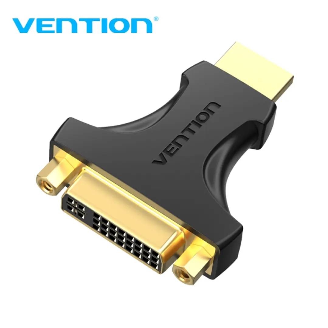 Vention Adaptador HDMI a DVI - Chapado en oro - Direccion dual - Resolucion 1080P@60Hz - Carcasa de PVC - Color Negro 1