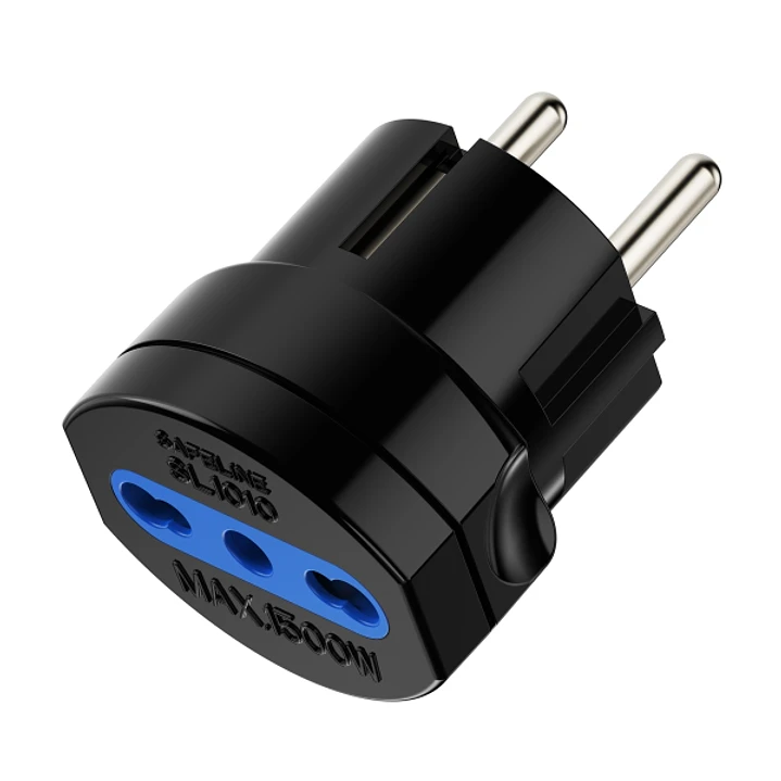 Ewent Adaptador de Viaje Schuko 16A - Hembra Tipo L - Color Negro 1