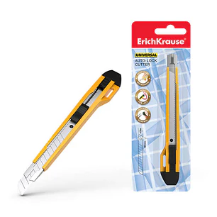 Erichkrause Cuter con Fijador Automatico Universal - Sistema de Retencion de Cuchilla Autobloqueo - Partidor Incorporado - Cuchilla Segmentada de Acer