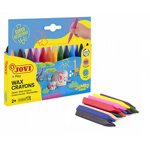 Jovi Triwax Estuche de 12 Ceras Triangulares - No Manchan - Trazo Suave - Gran Rendimiento - Apto para Sacapuntas - Libre de Alergenos - Colores Surti