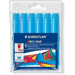 Staedtler Noris Watercolour 340 Pack de 6 Rotuladores de Gran Tamaño - Trazo 3mm Aprox - Lavable Facilmente - Tinta Base de Agua - Color Azul Claro