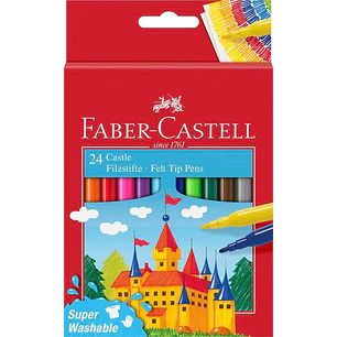 Faber-Castell Castle Pack de 24 Rotuladores - Tinta con Base de Agua Lavable - Colores Surtidos