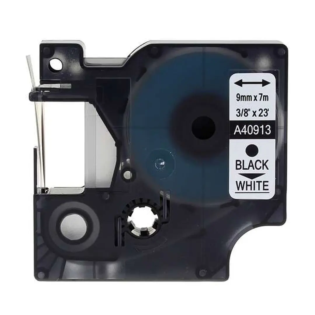 Dymo D1 40913 Cinta de Etiquetas Generica para Rotuladora - Texto negro sobre fondo blanco - Ancho 9mm x 7 metros - Reemplaza S0720680 1