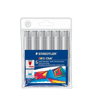 Staedtler Noris Jumbo 340 Pack de 6 Rotuladores Jumbo - Punta de Fibra - Trazo 3mm - Tapa Ventilada - Color Gris