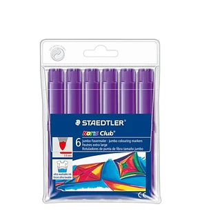 Staedtler Noris Jumbo 340 Pack de 6 Rotuladores Jumbo - Punta de Fibra - Trazo 3mm - Tapa Ventilada - Color Violeta