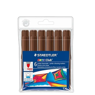 Staedtler Noris Jumbo 340 Pack de 6 Rotuladores Jumbo - Punta de Fibra - Trazo 3mm - Tapa Ventilada - Color Marron