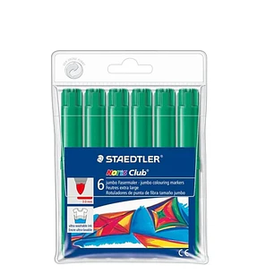 Staedtler Noris Jumbo 340 Pack de 6 Rotuladores Jumbo - Punta de Fibra - Trazo 3mm - Tapa Ventilada - Color Verde
