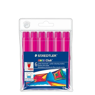 Staedtler Noris Jumbo 340 Pack de 6 Rotuladores Jumbo - Punta de Fibra - Trazo 3mm - Tapa Ventilada - Color Magenta