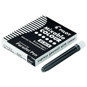 Pilot Pack de 6 Recargas para Pluma Estilografica Parallel - Capacidad 1ml - Color Negro