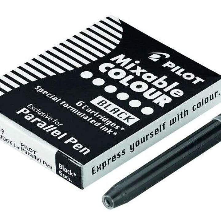 Pilot Pack de 6 Recargas para Pluma Estilografica Parallel - Capacidad 1ml - Color Negro 1