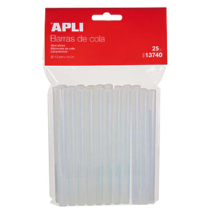 Apli Pack de 25 Barras Termofusibles Ø7.5mmx10cm - Precision y Limpieza en tus Trabajos - No Gotea - Compatible con Pistolas Ø7.5mm