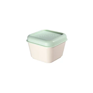 Milan Coleccion 430 Fiambrera Cuadrada 0.33L - Apta para Microondas, Lavavajillas y Congelador - Libre de BPA - Medidas 10x10x7,5cm - Color Beige/Verd